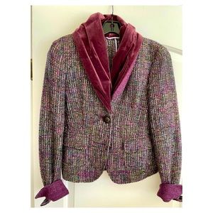 ETRO Wool Tweed Jacket With Velvet Collar